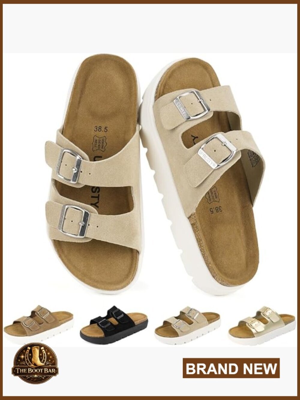 Genuine Suede Clogs Platform Mules with Arch Support Memory Foam Cork Footbed